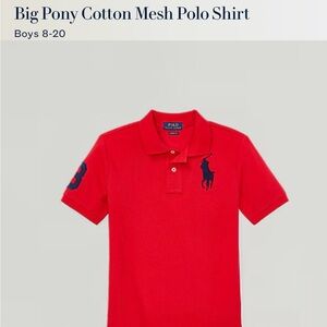 Boy’s Polo by Ralph Lauren Red Cotton Mesh Polo Sz: S